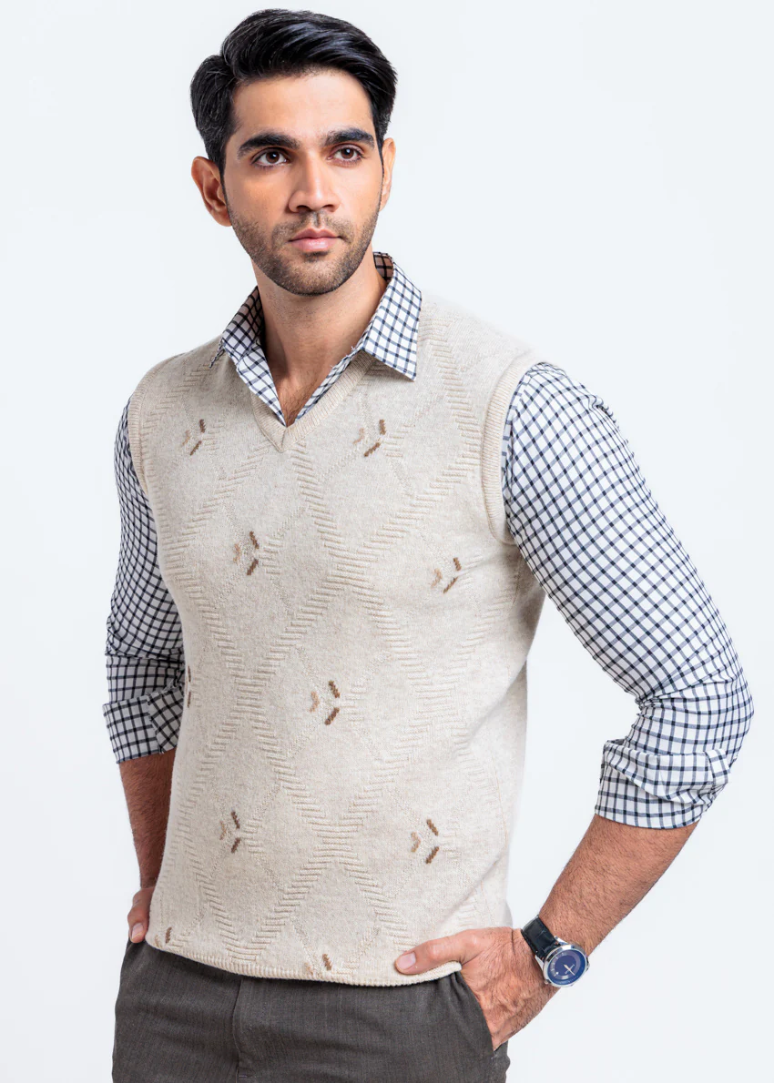 Fog-V-Neck Sando Sweater (664-14)