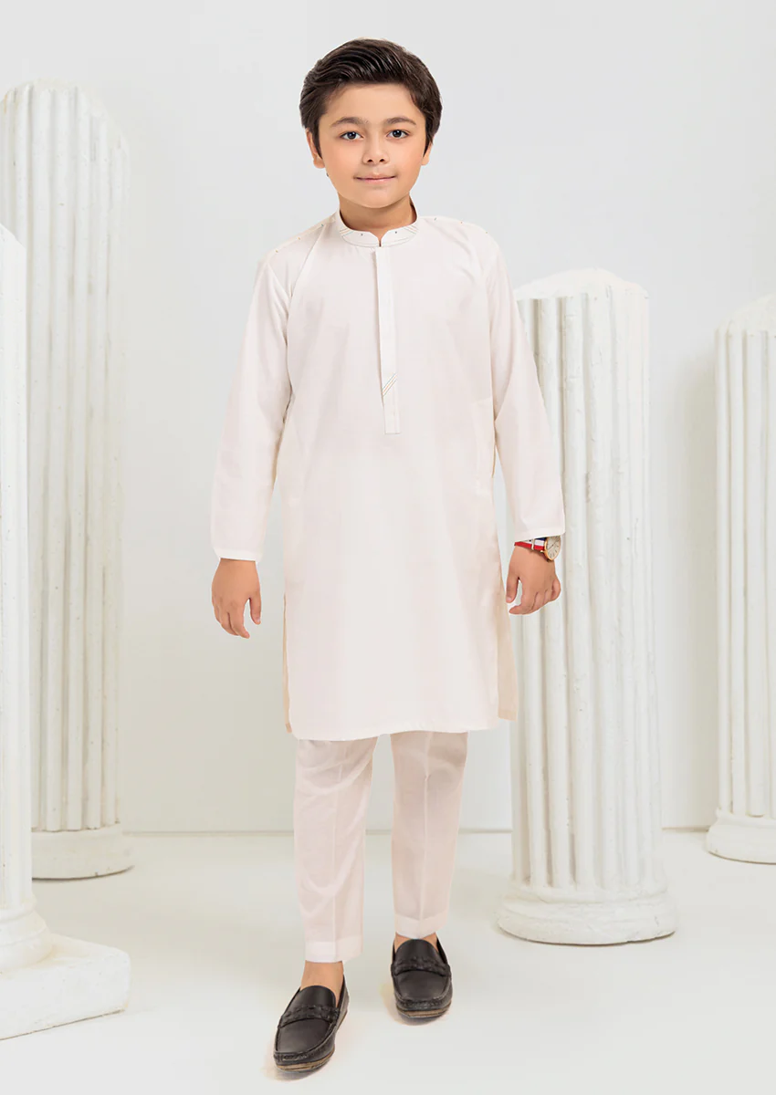 O-White-Blended Slub-Kurta Trouser - (B25KP2006)