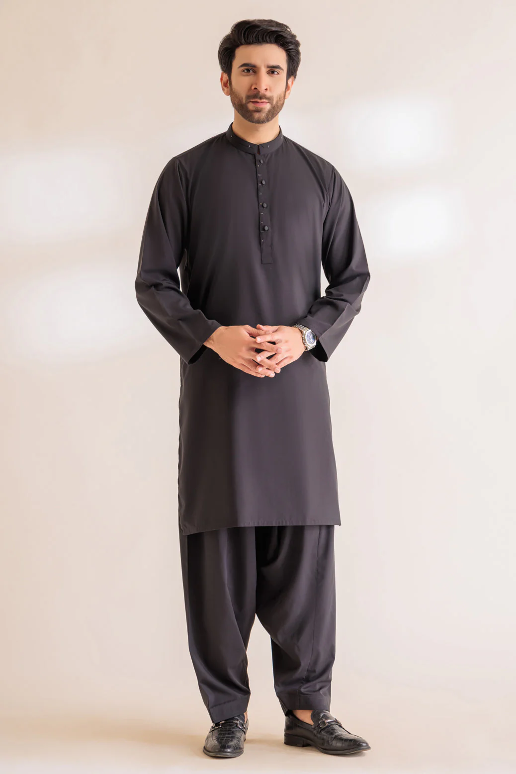 J-BLACK-BLENDED-KURTA SHALWAR - (KSRS24-004)