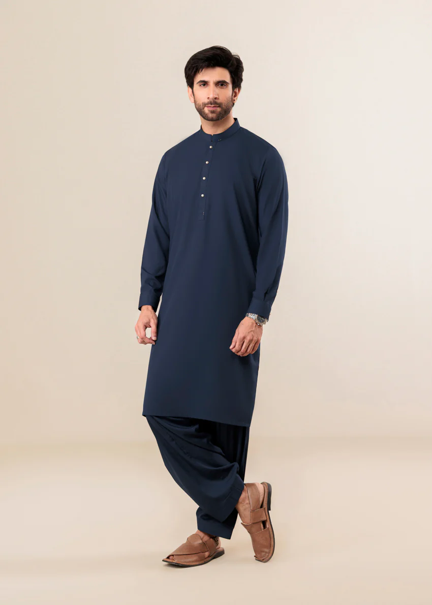 Navy-Blended-Shalwar Suit - (MP2PSBS26BM5J4) - Image 4