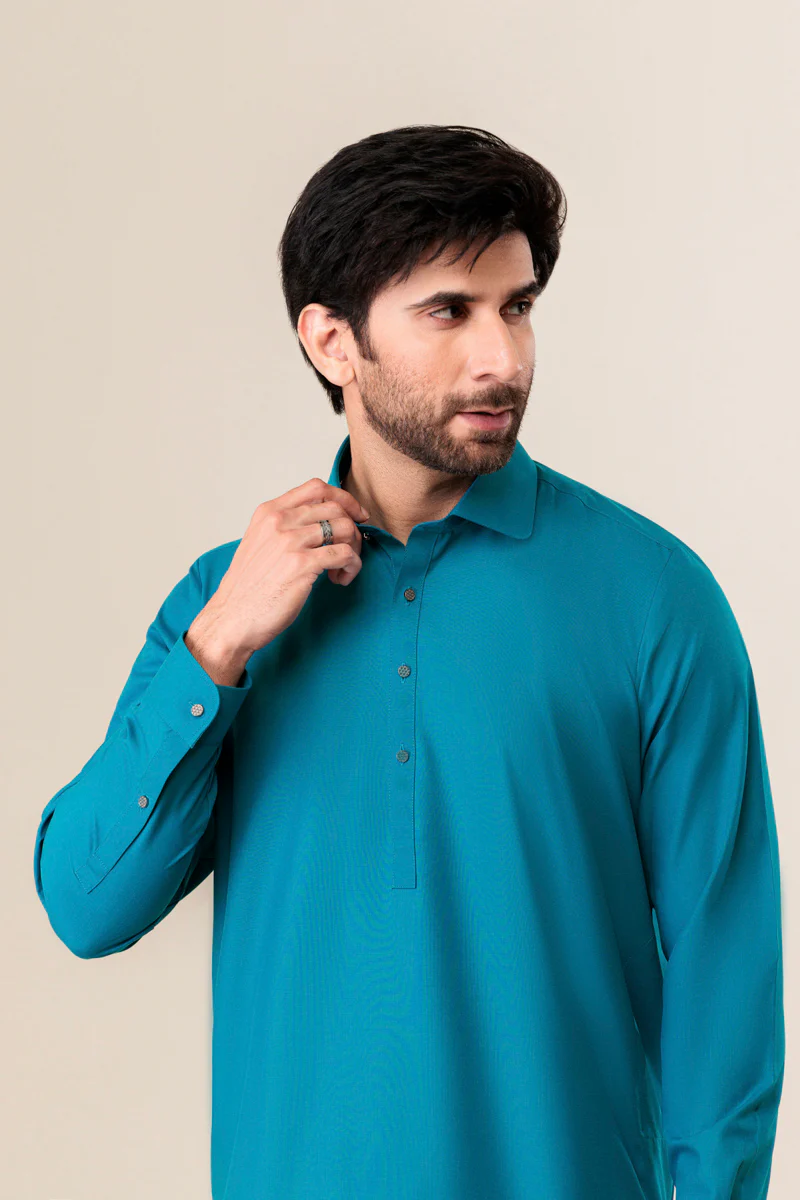 Teal-Blended-Shalwar Suit - (MP2PSBW25ADJ3) - Image 5