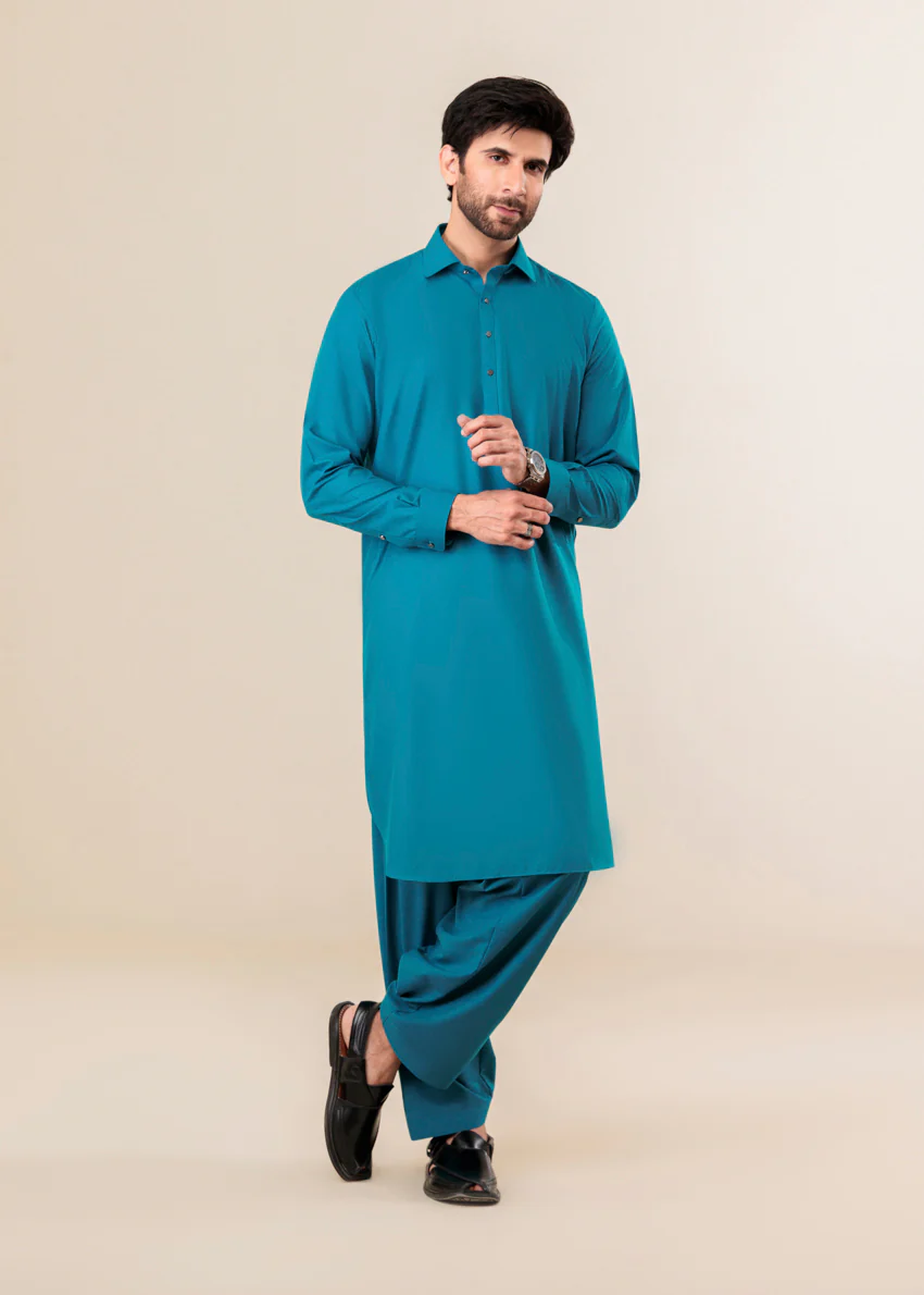 Teal-Blended-Shalwar Suit - (MP2PSBW25ADJ3) - Image 6