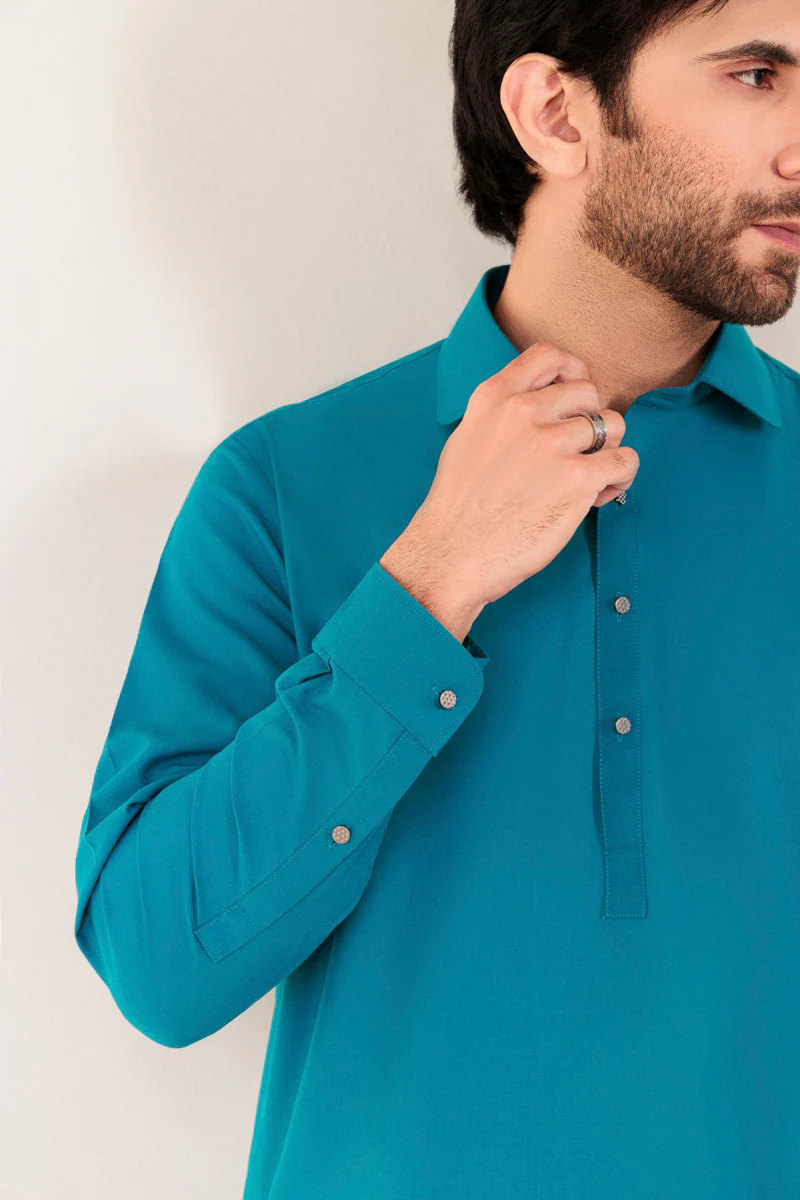 Teal-Blended-Shalwar Suit - (MP2PSBW25ADJ3) - Image 7