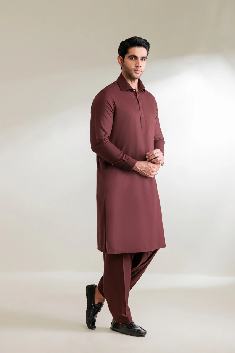 Maroon-Blended-Shalwar Suit - (MP2PSBW25BM1J5) - Image 5