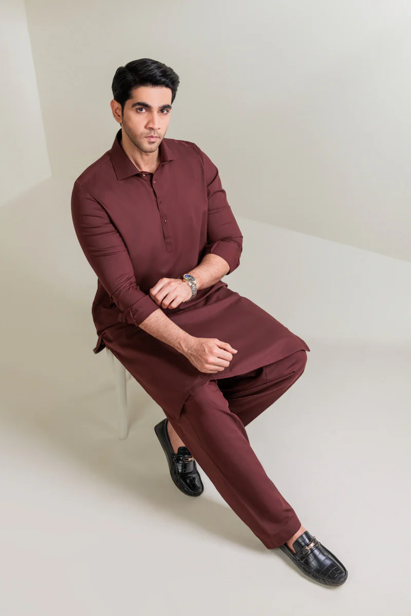 Maroon-Blended-Shalwar Suit - (MP2PSBW25BM1J5) - Image 6