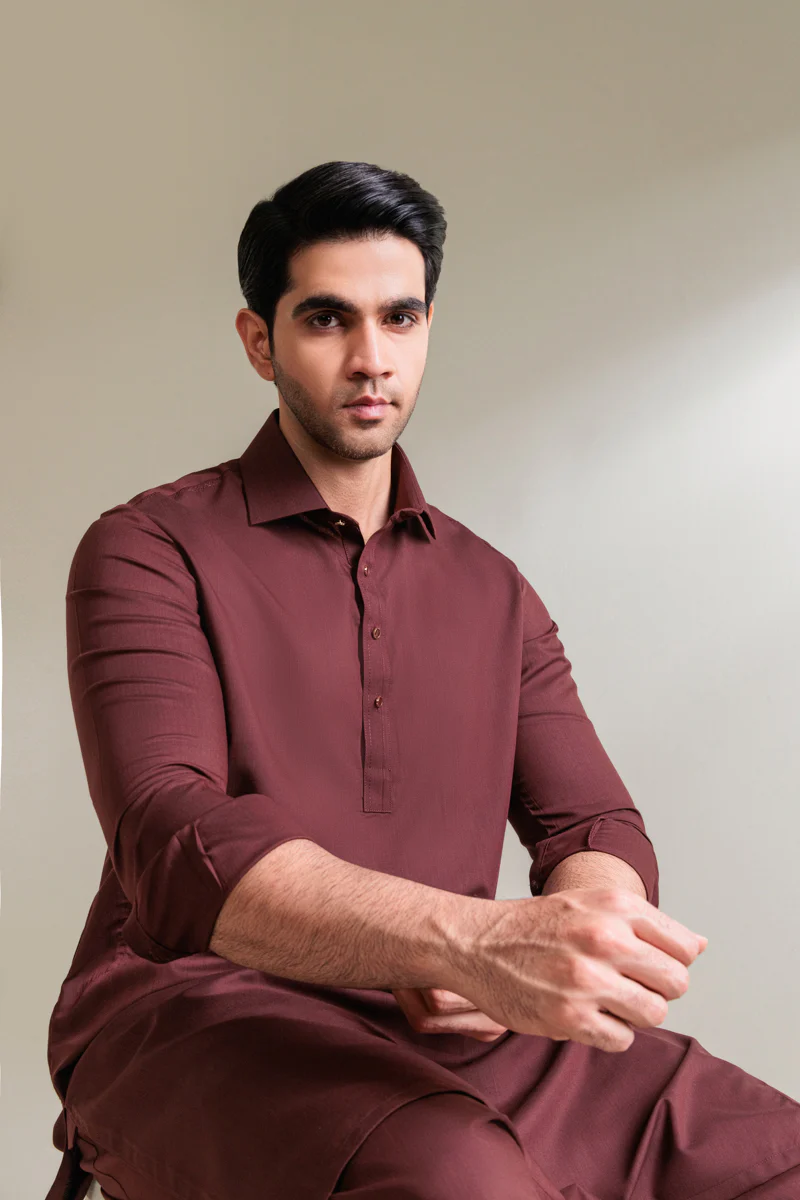 Maroon-Blended-Shalwar Suit - (MP2PSBW25BM1J5) - Image 7