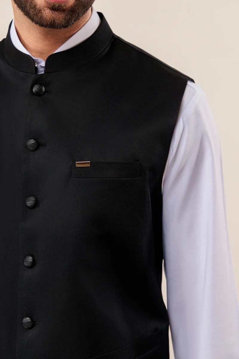 Black-Micropoly-Waist Coat - (MPWABS26BM1F51) - Image 5