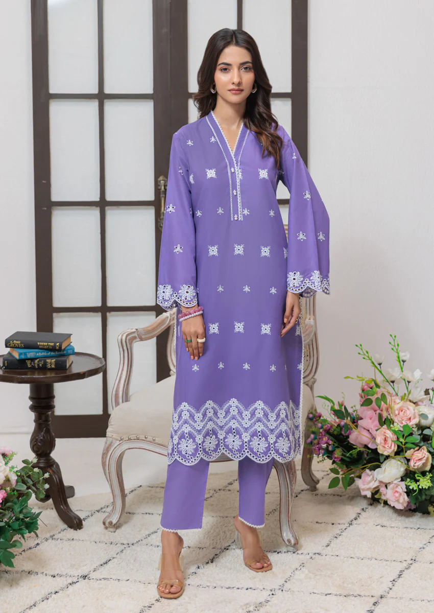 Purple-Chikankari-2 Piece (W25DE2032)
