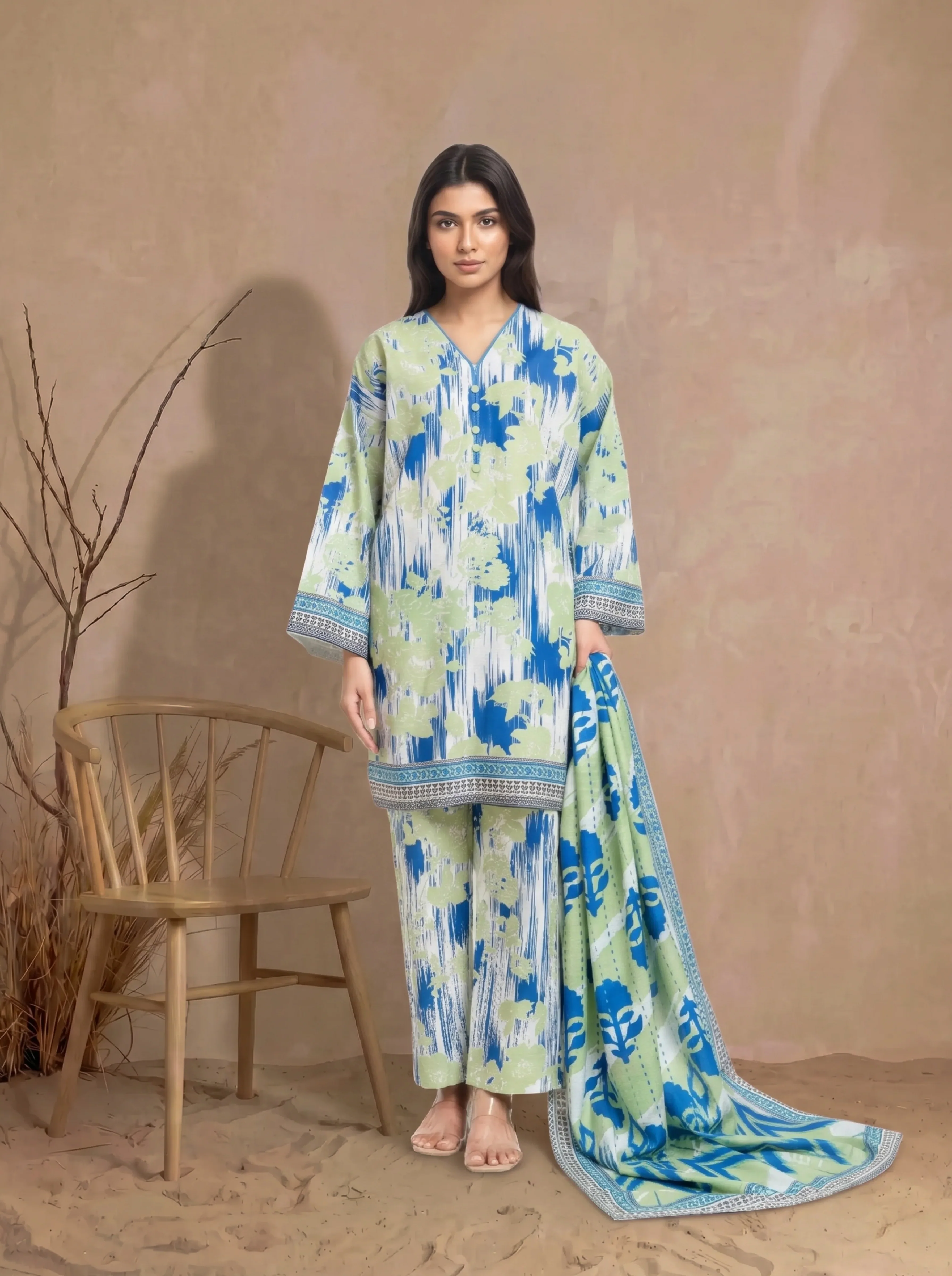 White-Khaddar-3 Piece (WP3PPBW25B10N1)