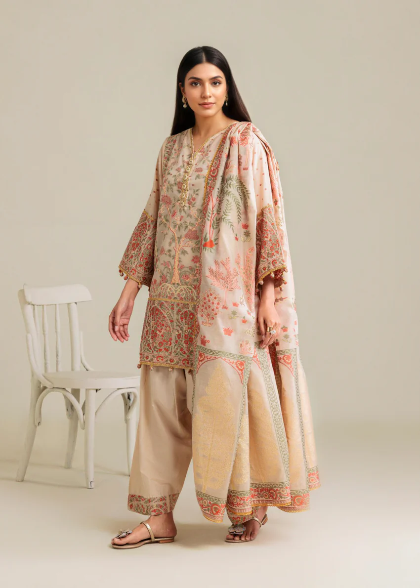 Cream-Jacquard-3 Piece (WP3PSBW25B11D38) - Image 15