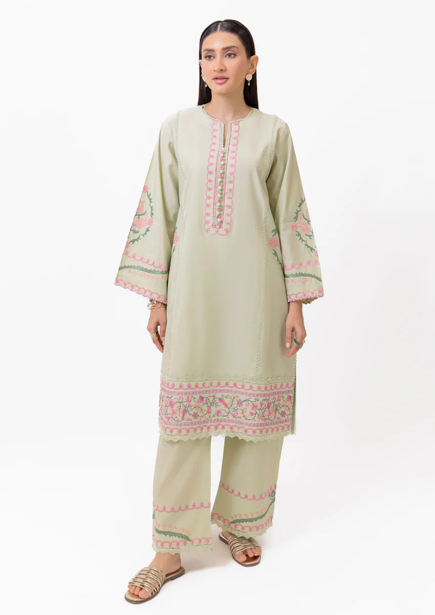 L-Green-Cotton Silk-2 Piece (WPS25SE2018)